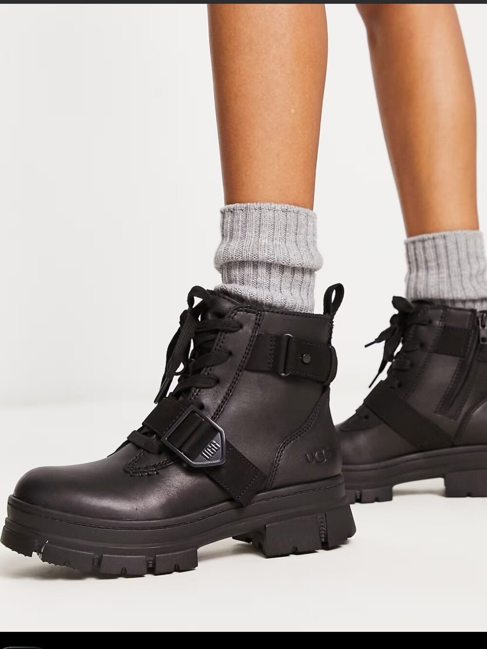 UGG Women’s Ashton Lace-Up Boots in Black Leather